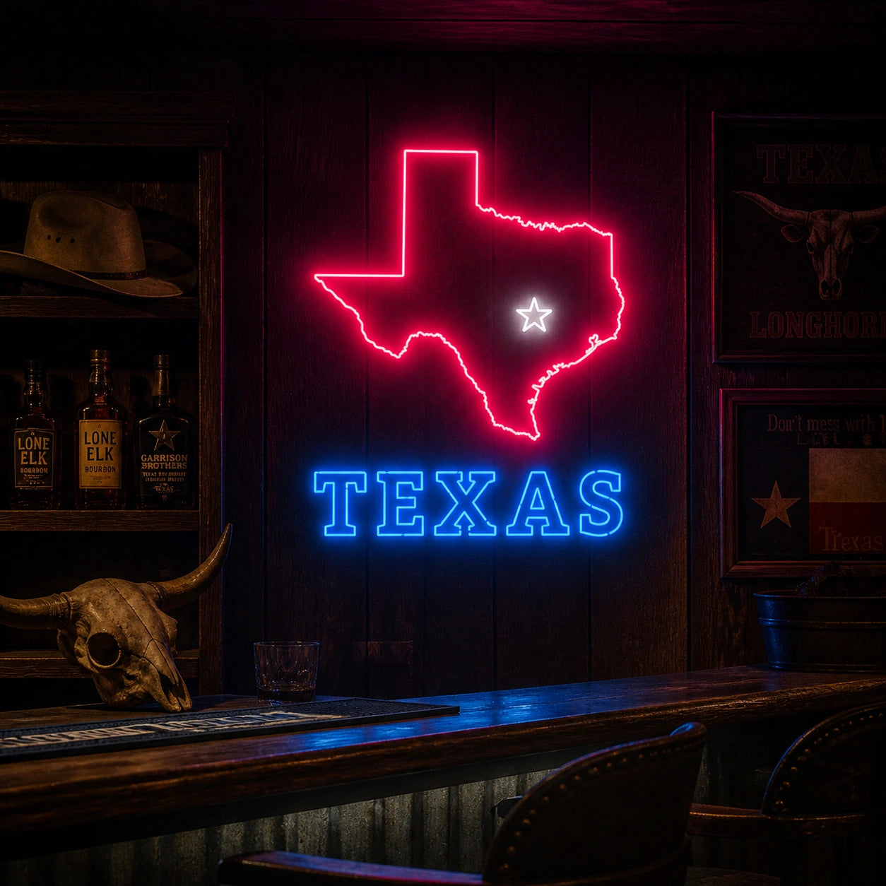 Texas State Map Star Vintage LED Neon Sign real lifestyle scene