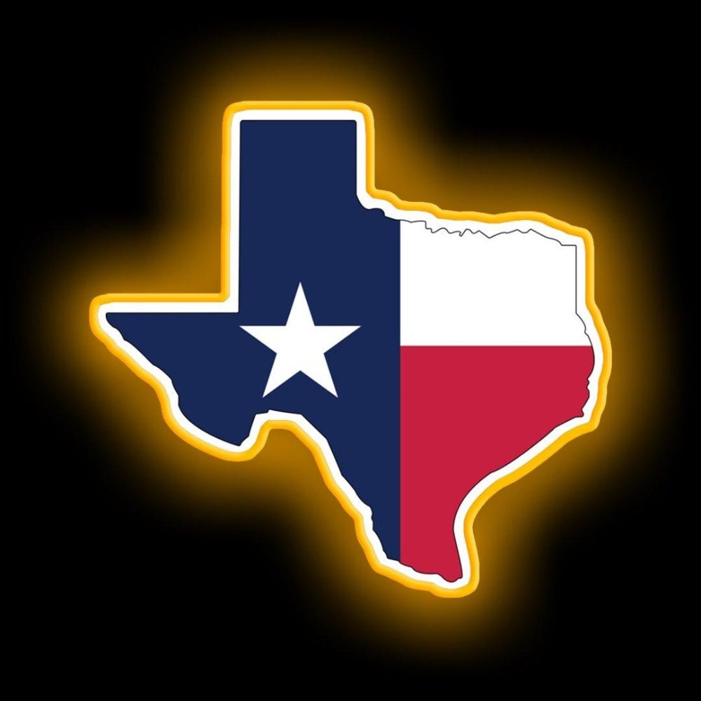 Texas State Outline With Flag Neon Sign - Shineneon