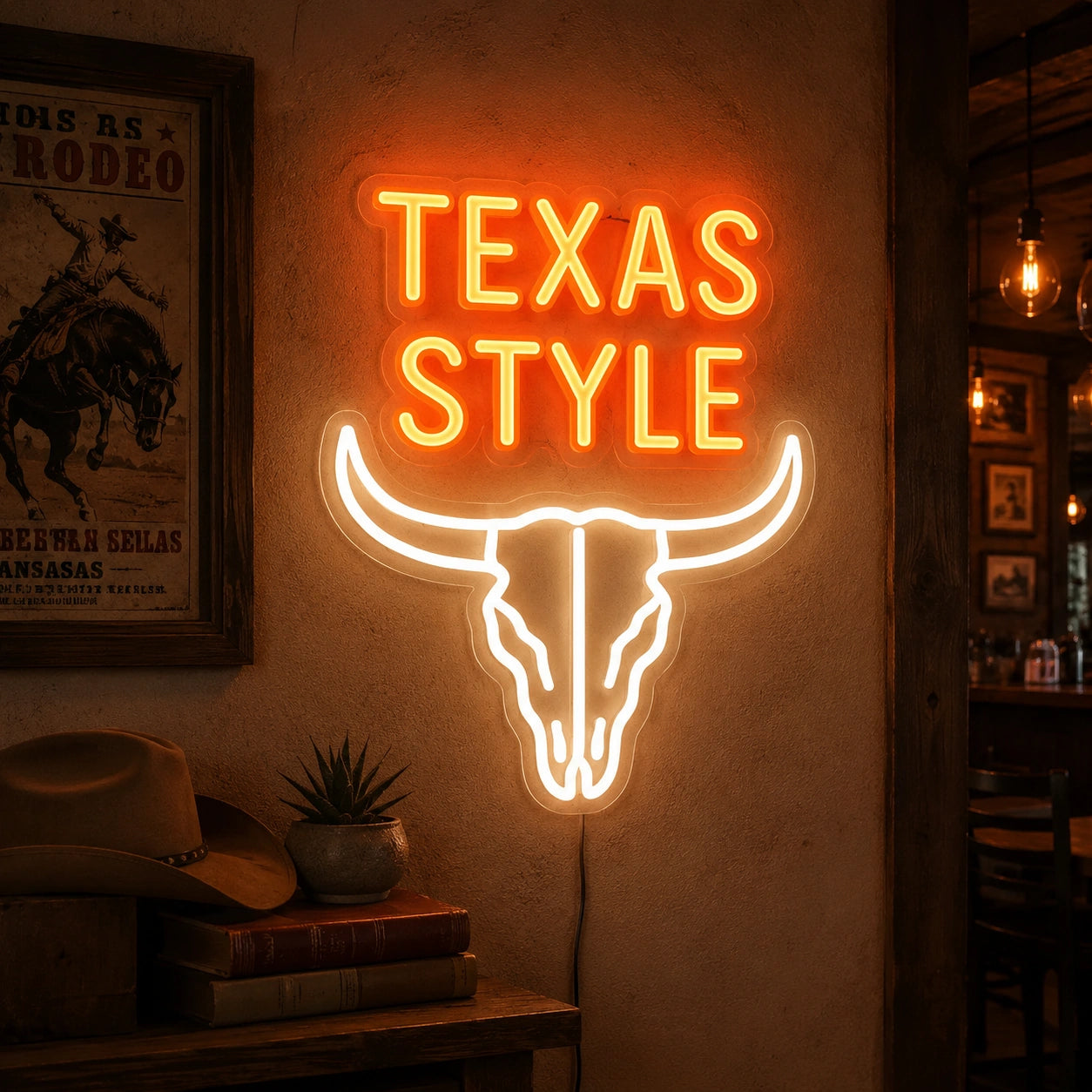Texas Style Longhorn Skull Neon Sign LED Neon Sign real lifestyle scene