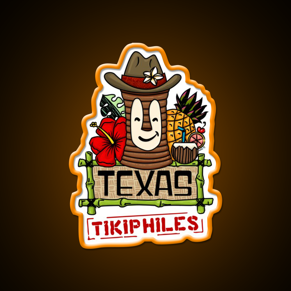 Texas Tikiphiles Logo Cocktail Bar Decor Led Neon Sign Rgb Color - LED neon sign view 6
