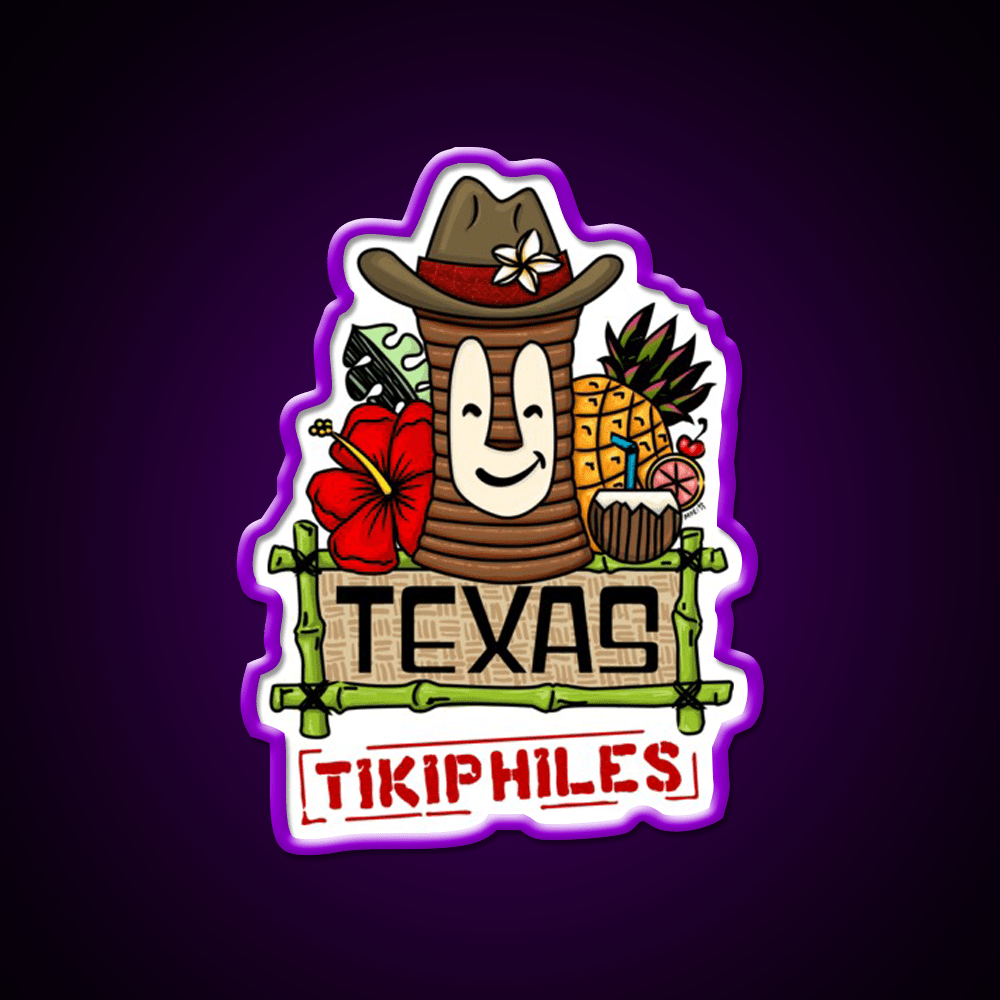 Texas Tikiphiles Logo Cocktail Bar Decor Led Neon Sign Rgb Color - Shineneon