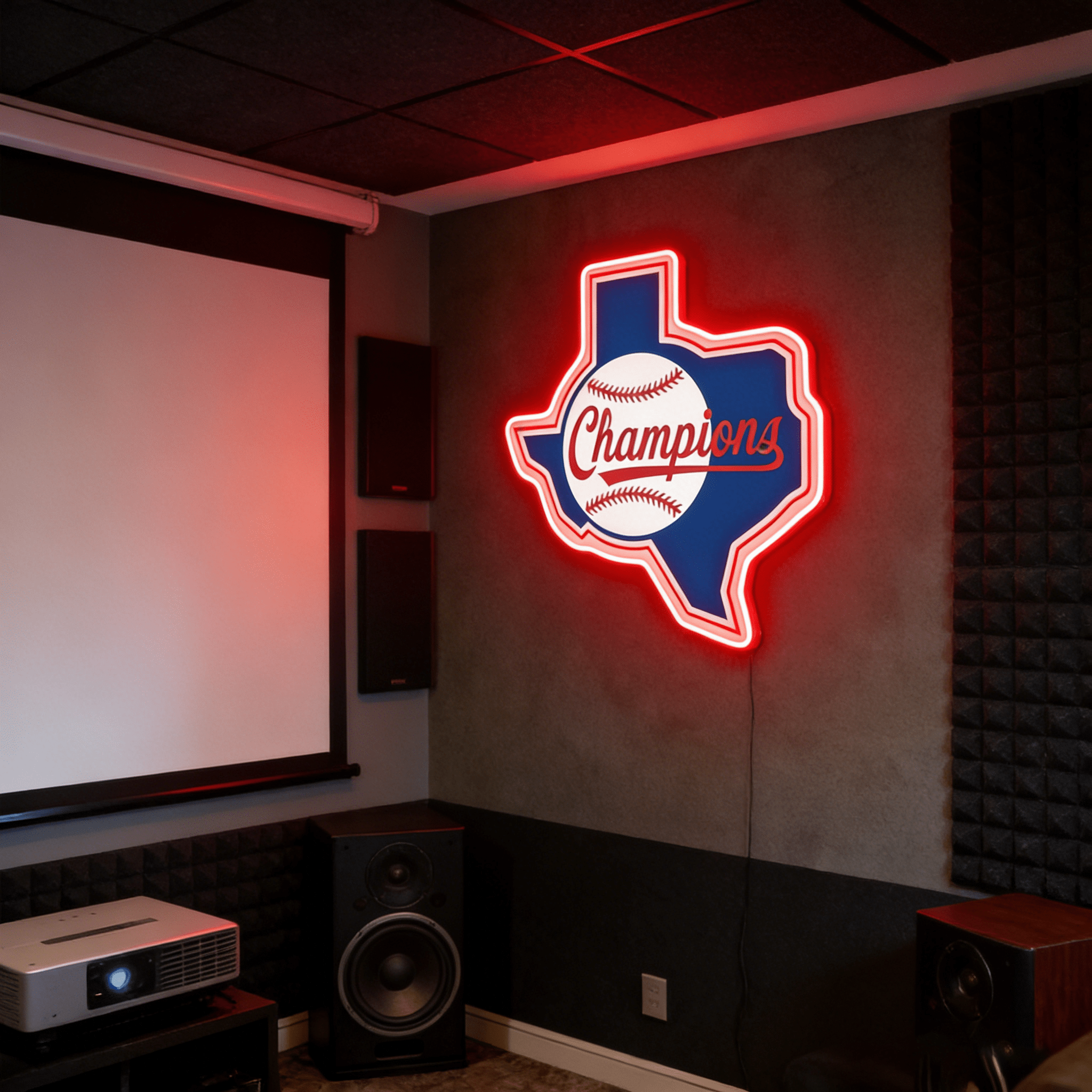 Texas USB LED Neon Signs Longhorn & Garage Baseball Wall Decor - Shineneon
