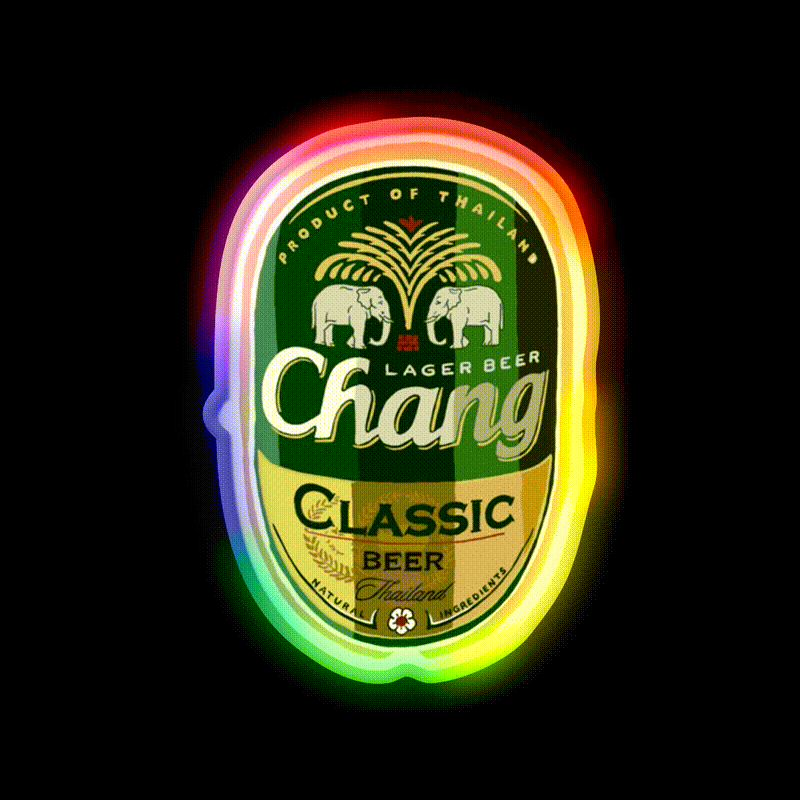 Thai Chang Beer Label Beer Bar Decor Led Neon Sign Rgb Color