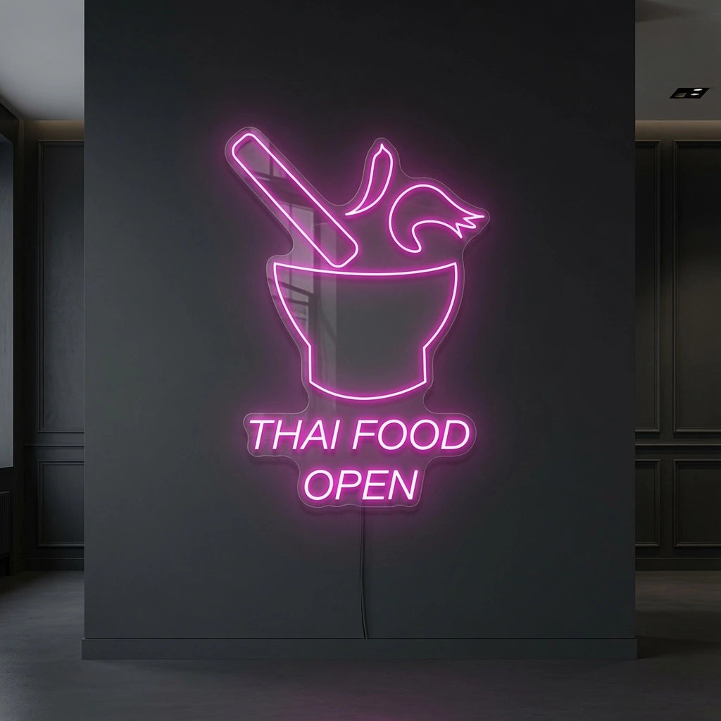 Thai Food Open LED Neon Sign - 04 Size Image