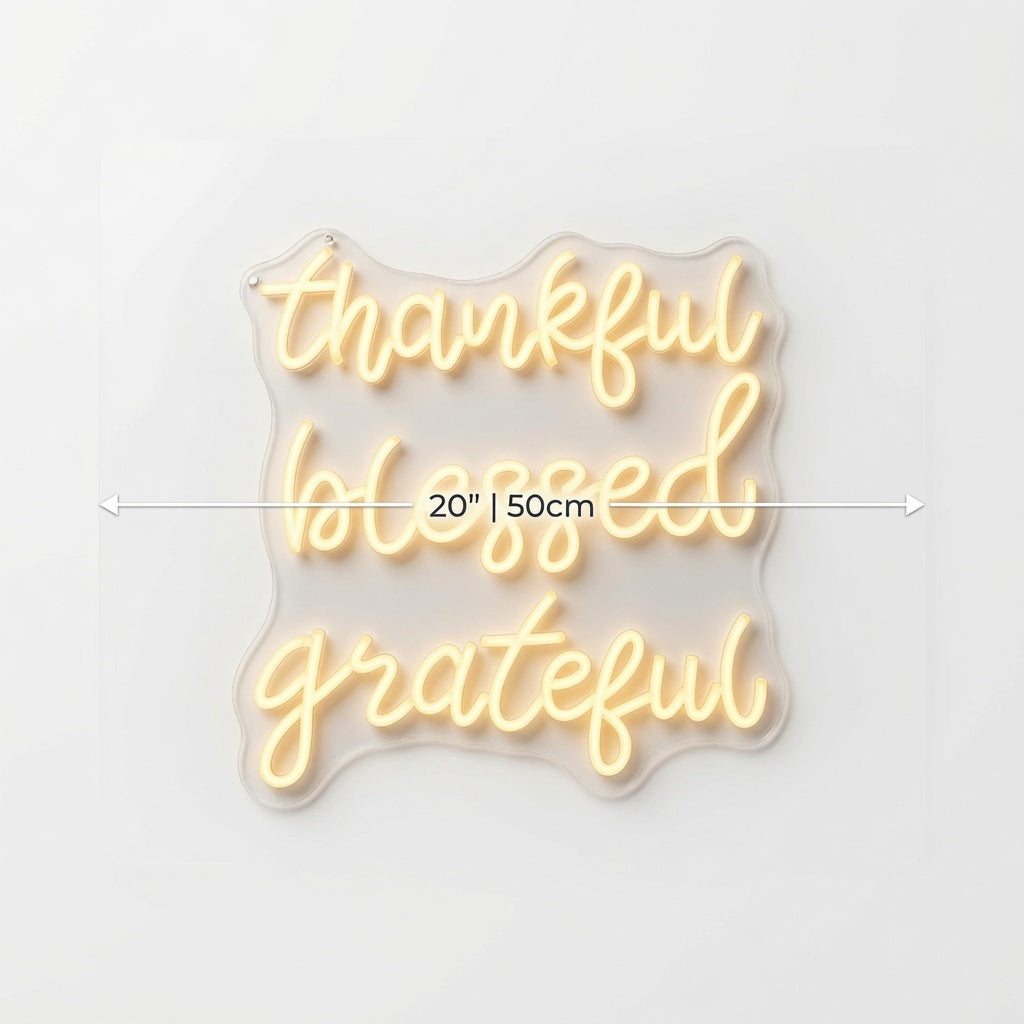 Thankful Blessed Grateful LED Neon Sign Home Wall Art - 04 Size Image