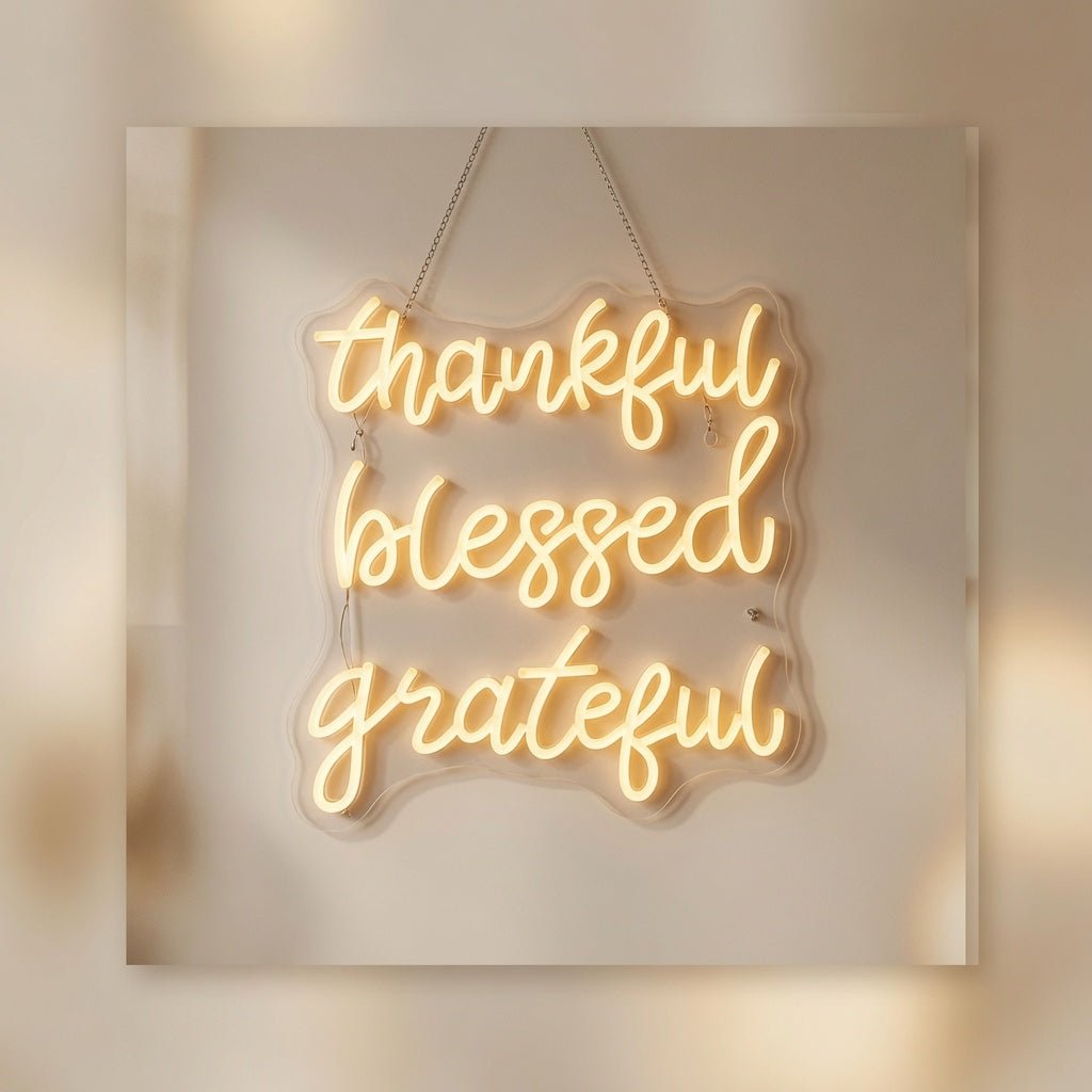 Thankful Blessed Grateful LED Neon Sign Home Wall Art - Shineneon