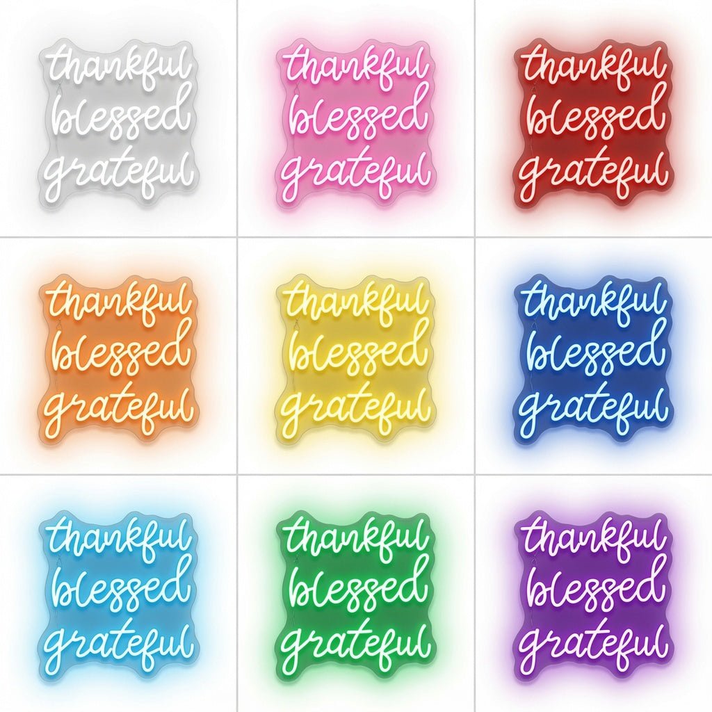 Thankful Blessed Grateful LED Neon Sign Home Wall Art - Shineneon