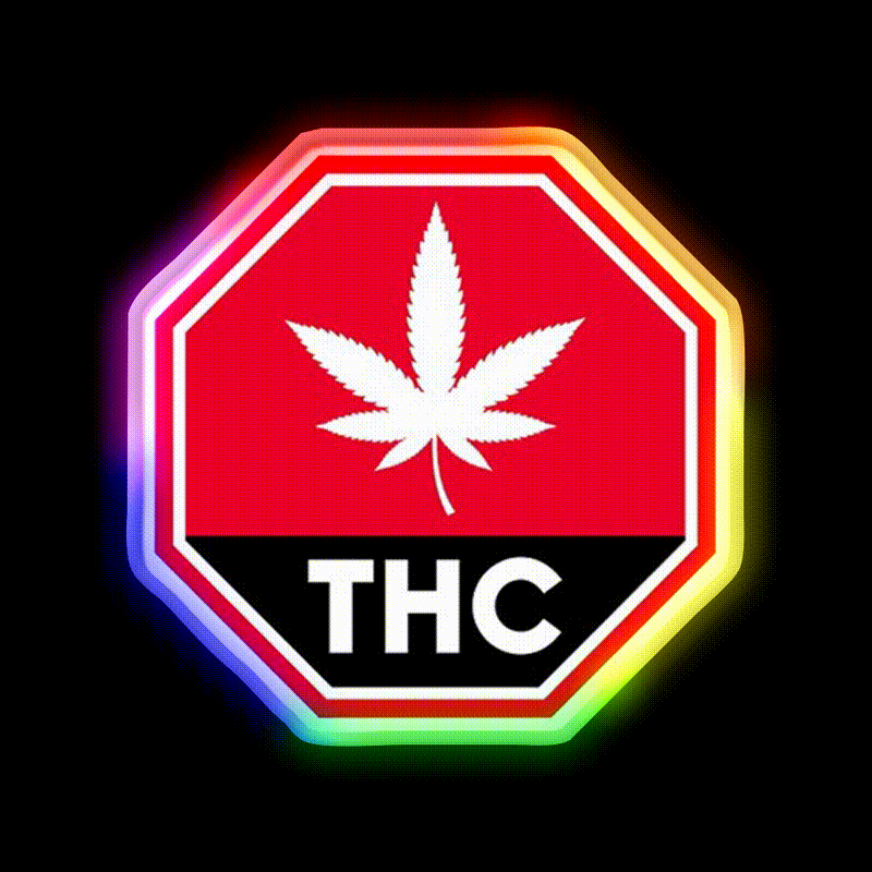 Thc Canada Warning Hemp Inspired Green Leaf Led Neon Sign Rgb Color