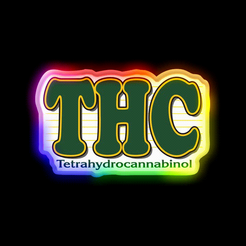 Thc Hemp Inspired Green Leaf Led Neon Sign Rgb Color - LED neon sign close-up detail