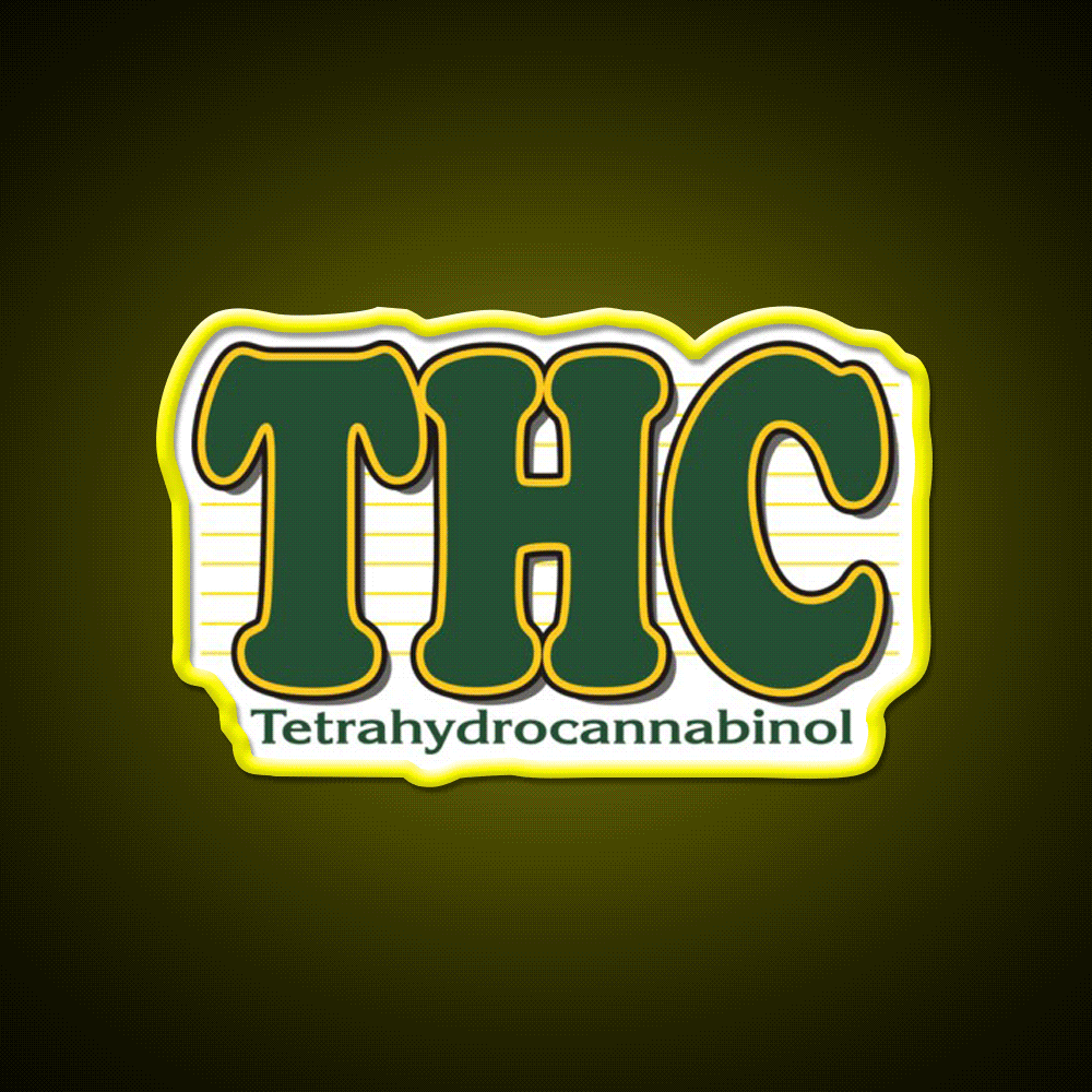 Thc Hemp Inspired Green Leaf Led Neon Sign Rgb Color - Custom LED neon sign front view