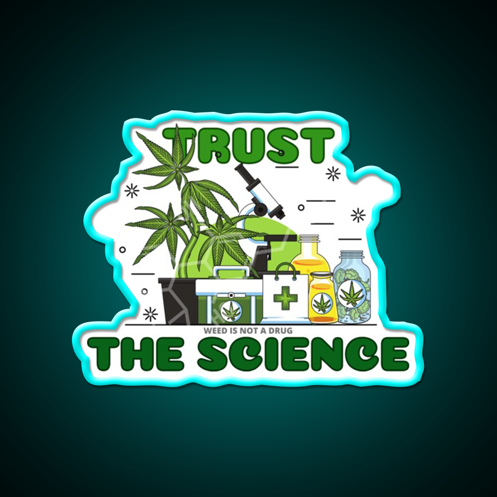 Thc Science Hemp Inspired Green Leaf Led Neon Sign Rgb Color - Size and dimension reference