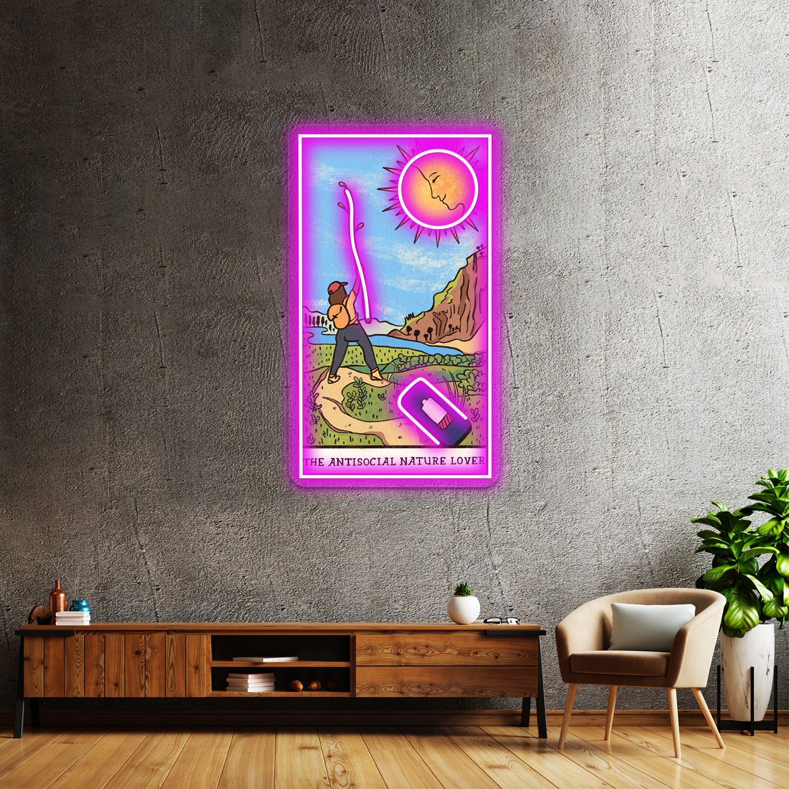 The Anti Social Nature Lover Tarot Card Neon Sign Artwork For Neon Bar Signs | Shineneon