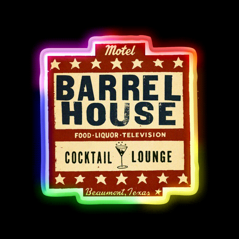 The Barrel House Motel Whiskey Drink Bar Led Neon Sign Rgb Color