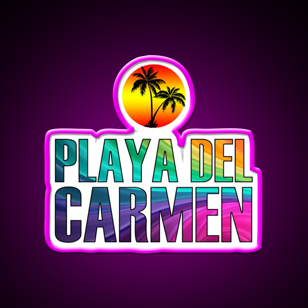 The Beach Playa Del Carmen Party Drink Tequila Led Neon Sign Rgb Color