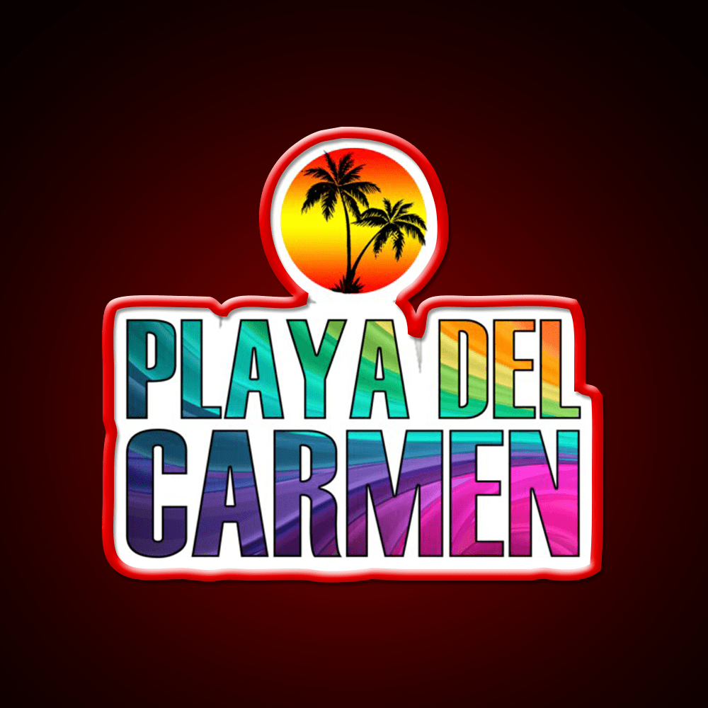 The Beach Playa Del Carmen Party Drink Tequila Led Neon Sign Rgb Color - Shineneon