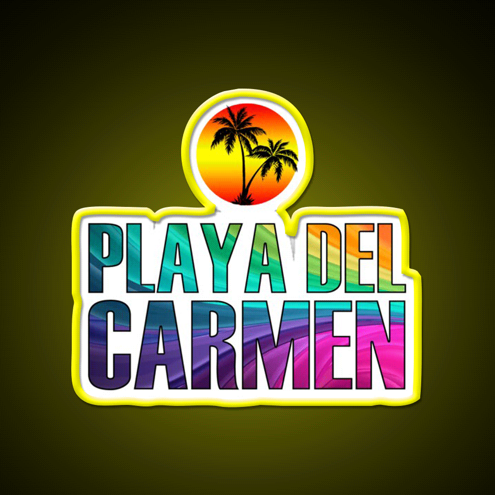 The Beach Playa Del Carmen Party Drink Tequila Led Neon Sign Rgb Color