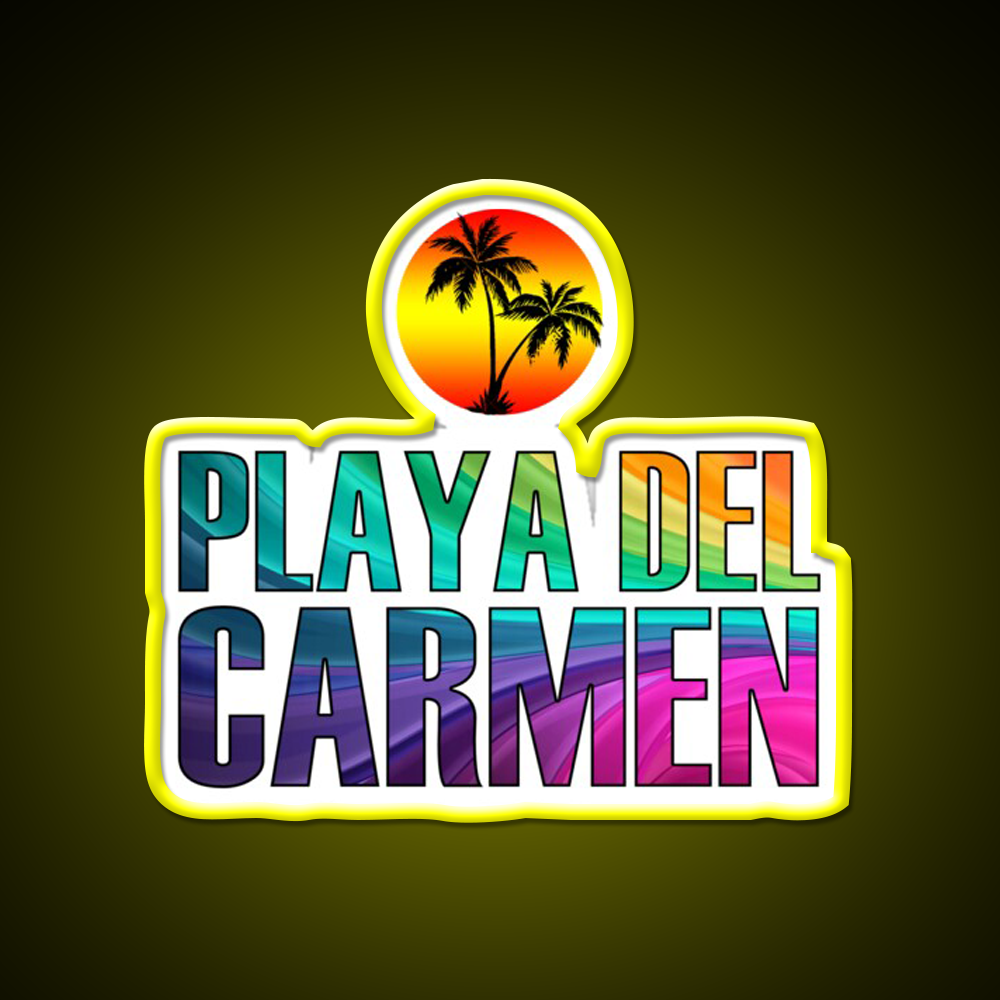 The Beach Playa Del Carmen Party Drink Tequila Led Neon Sign Rgb Color