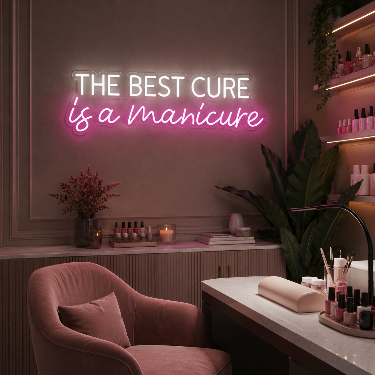 The Best Cure Is A Manicure LED Neon Sign Home Wall Art - 03 Real Lifestyle Scene