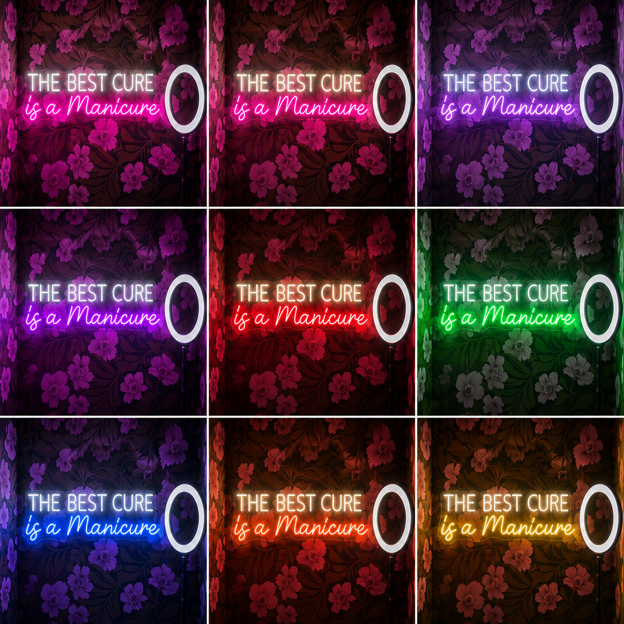 The Best Cure Is A Manicure LED Neon Sign Home Wall Art - 05 Color Grid