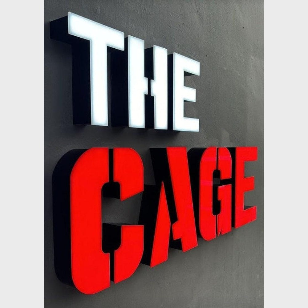 The Cage 3D Frontlit Channel Letters Led Light Sign
