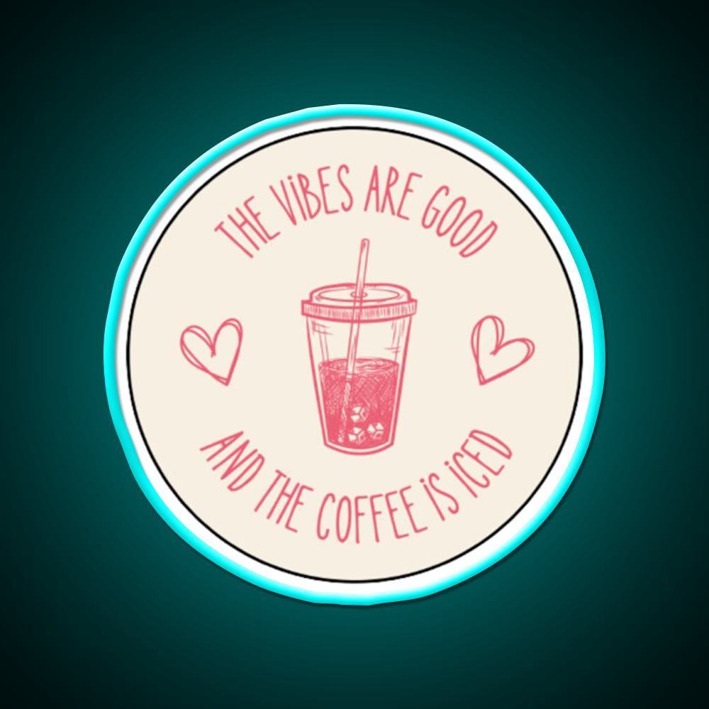 The Coffee Is Iced Cafe Led Neon Sign Espresso Bar Art Rgb Color