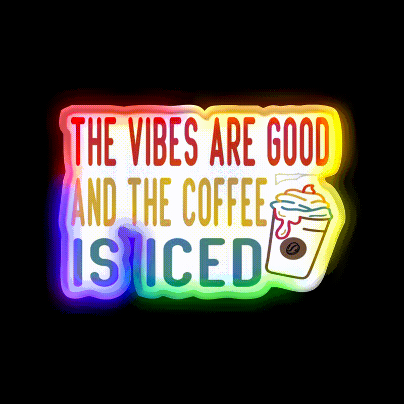 The Coffee Is Iced Cafe Led Neon Sign Espresso Bar Art For Coffee Lover Rgb Color