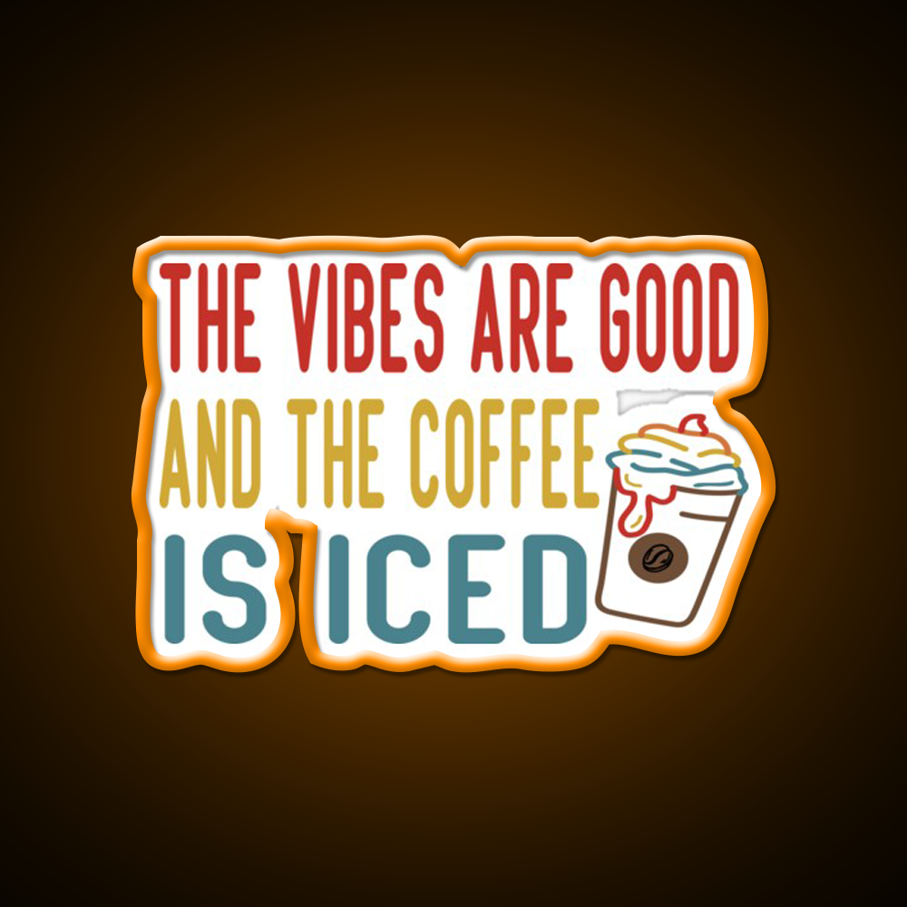 The Coffee Is Iced Cafe Led Neon Sign Espresso Bar Art For Coffee Lover Rgb Color