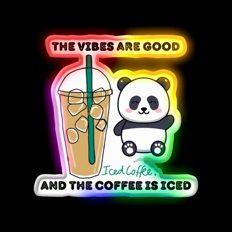 The Coffee Is Iced Cafe Led Neon Sign Espresso Bar Art For Wall Art Rgb Color