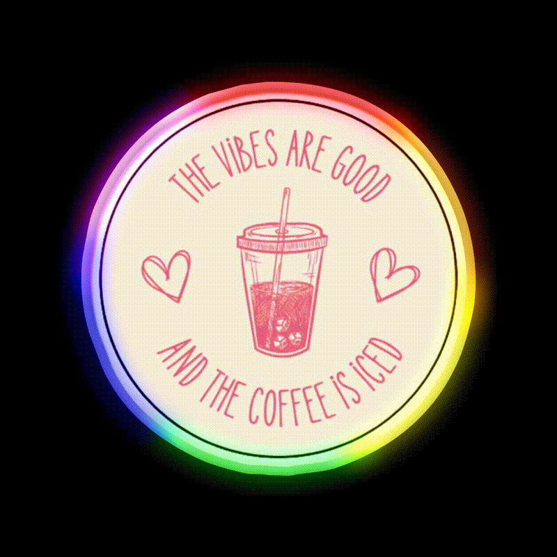 The Coffee Is Iced Cafe Led Neon Sign Espresso Bar Art Rgb Color