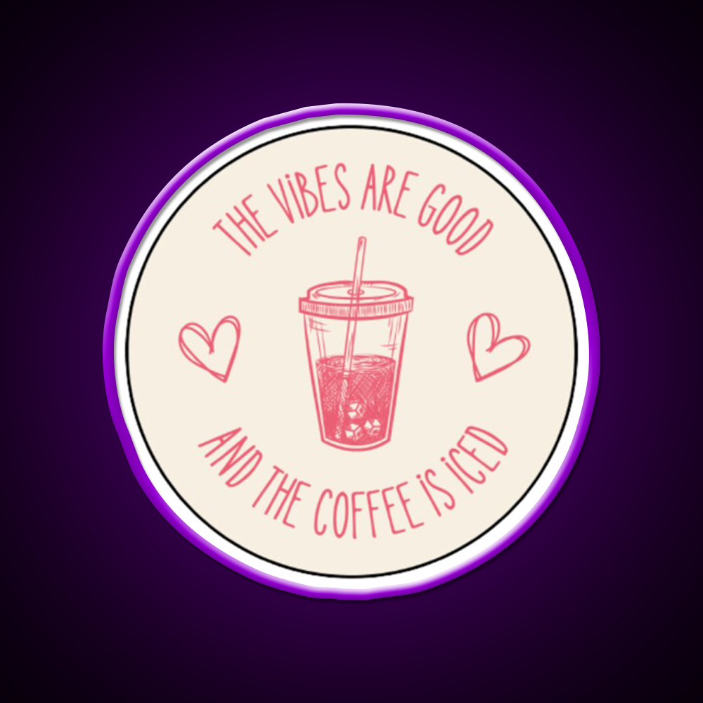 The Coffee Is Iced Cafe Led Neon Sign Espresso Bar Art Rgb Color
