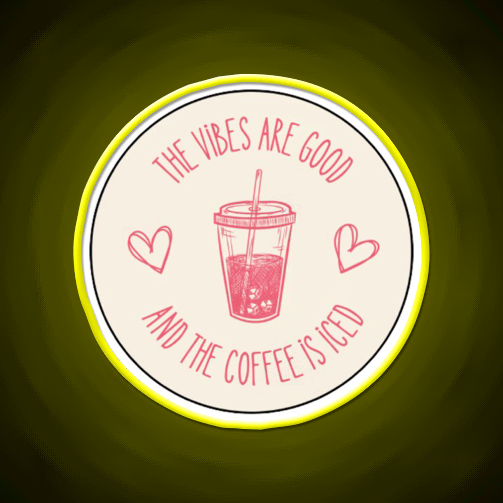 The Coffee Is Iced Cafe Led Neon Sign Espresso Bar Art Rgb Color