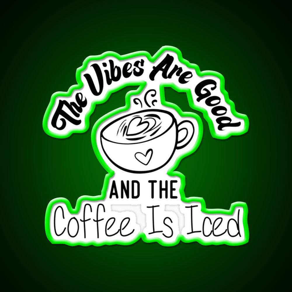 The Coffee Is Iced Coffee Lovers Cafe Led Neon Sign Espresso Bar Art Rgb Color