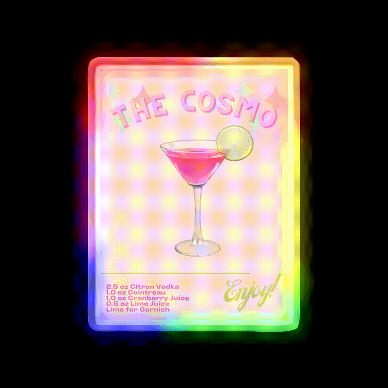 The Cosmo Cocktail Bar Decor Led Neon Sign Rgb Color - LED neon sign close-up detail