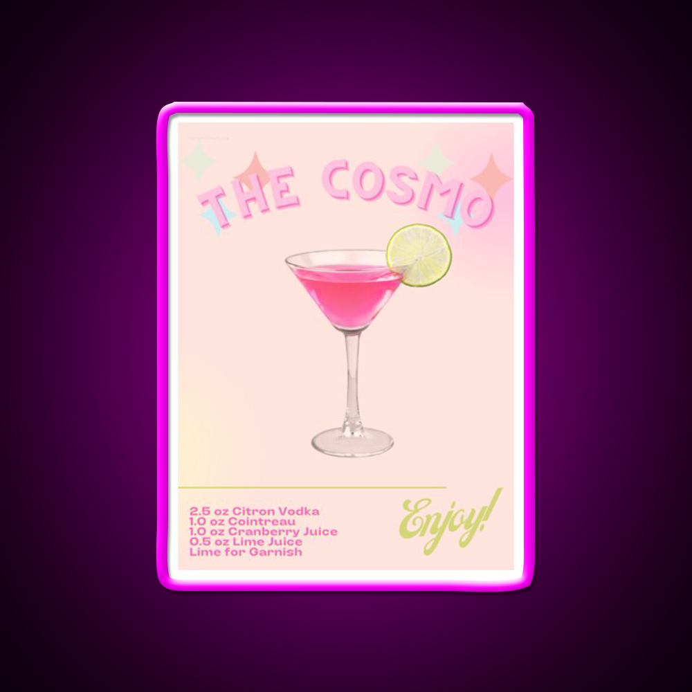 The Cosmo Cocktail Bar Decor Led Neon Sign Rgb Color - Neon sign mounted on wall in room