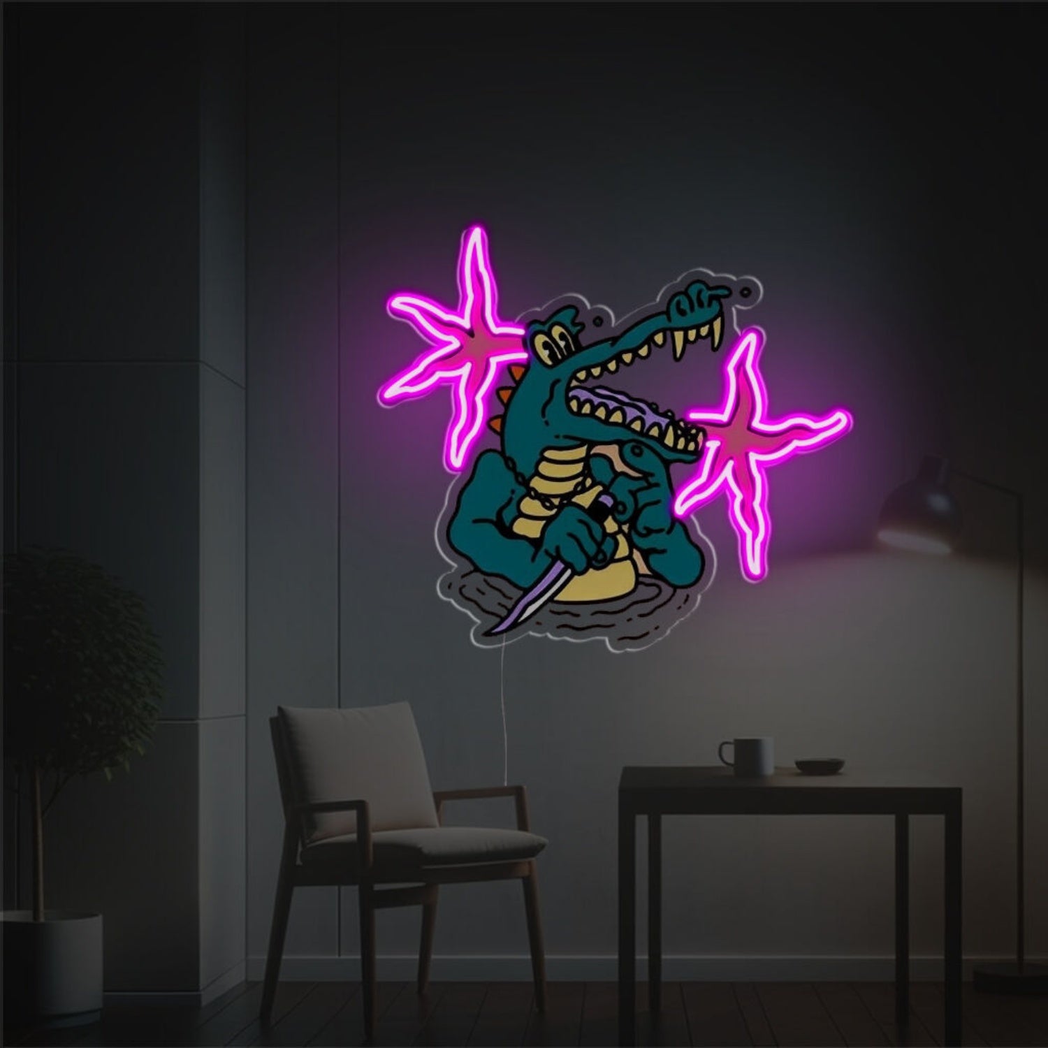 The Crocodile With Knife Led Neon Acrylic Artwork | Shineneon