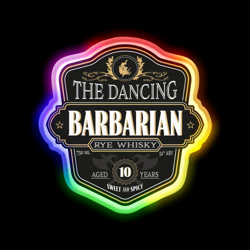 The Dancing Barbarian Rye Whisky Drink Bar Led Neon Sign Rgb Color