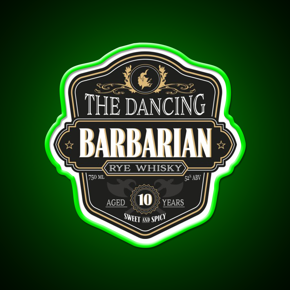 The Dancing Barbarian Rye Whisky Drink Bar Led Neon Sign Rgb Color