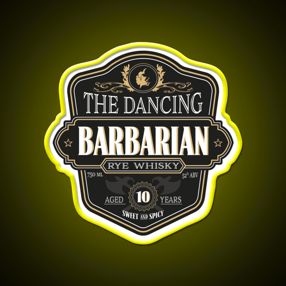 The Dancing Barbarian Rye Whisky Drink Bar Led Neon Sign Rgb Color