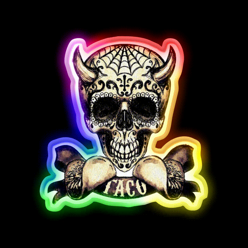 The Devils Taco Led Neon Sign Mexican Food Sign Rgb Color - LED neon sign close-up detail