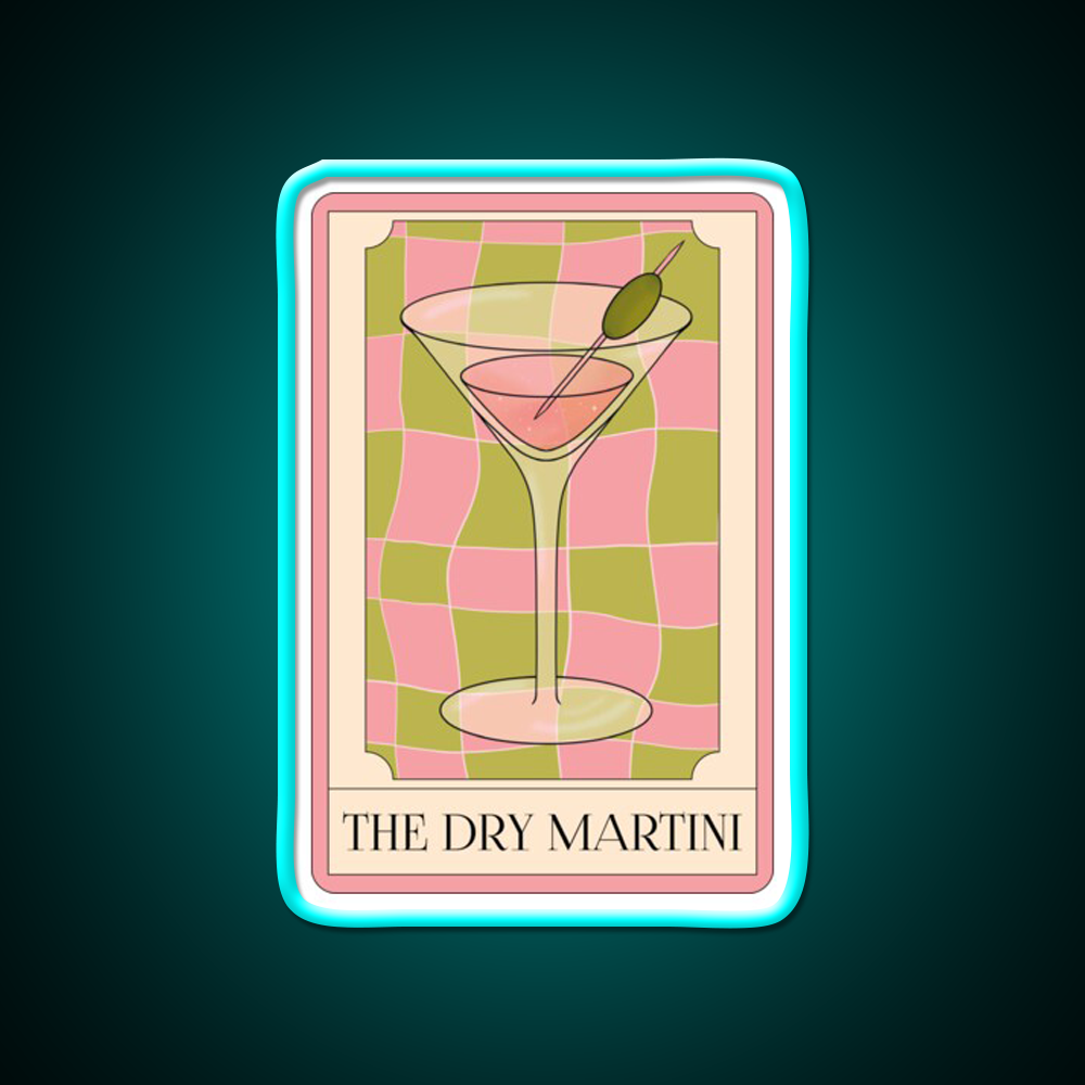 The Dry Martini Cocktail Bar Decor Led Neon Sign Rgb Color - Size and dimension reference