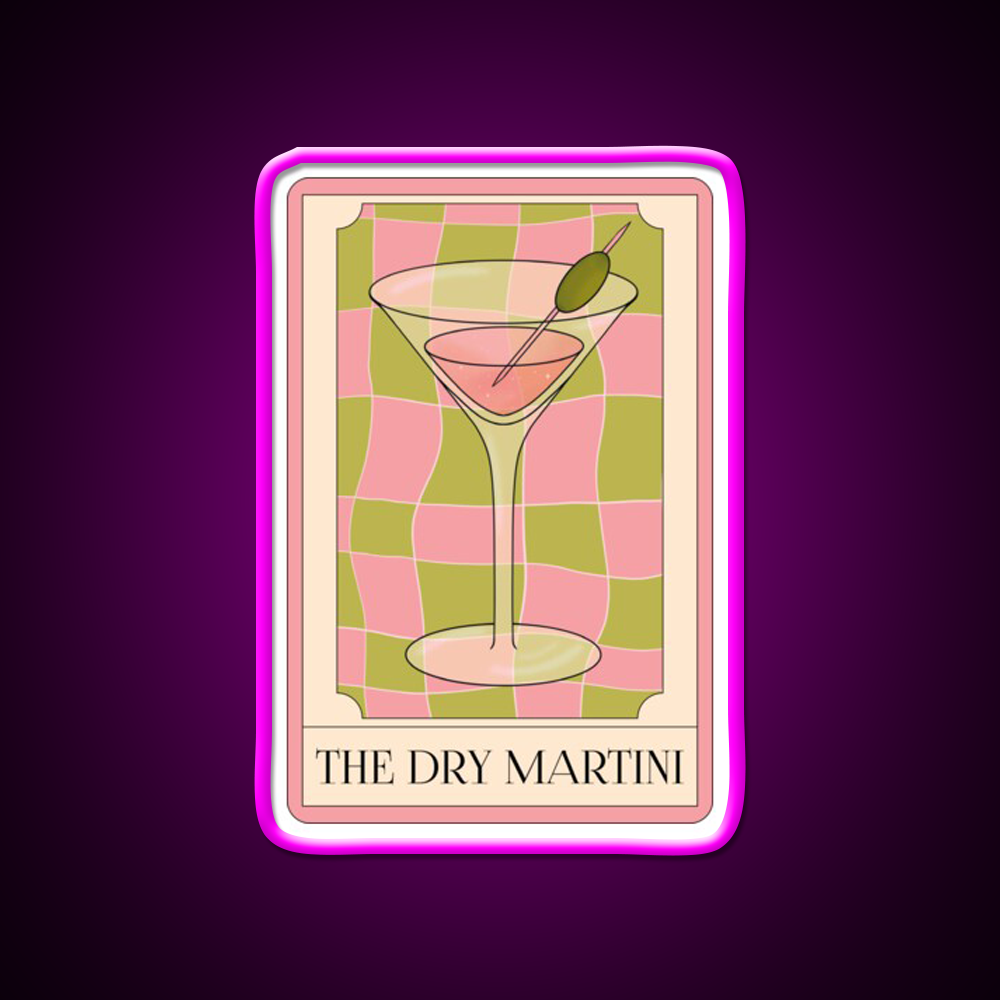 The Dry Martini Cocktail Bar Decor Led Neon Sign Rgb Color - Neon sign mounted on wall in room