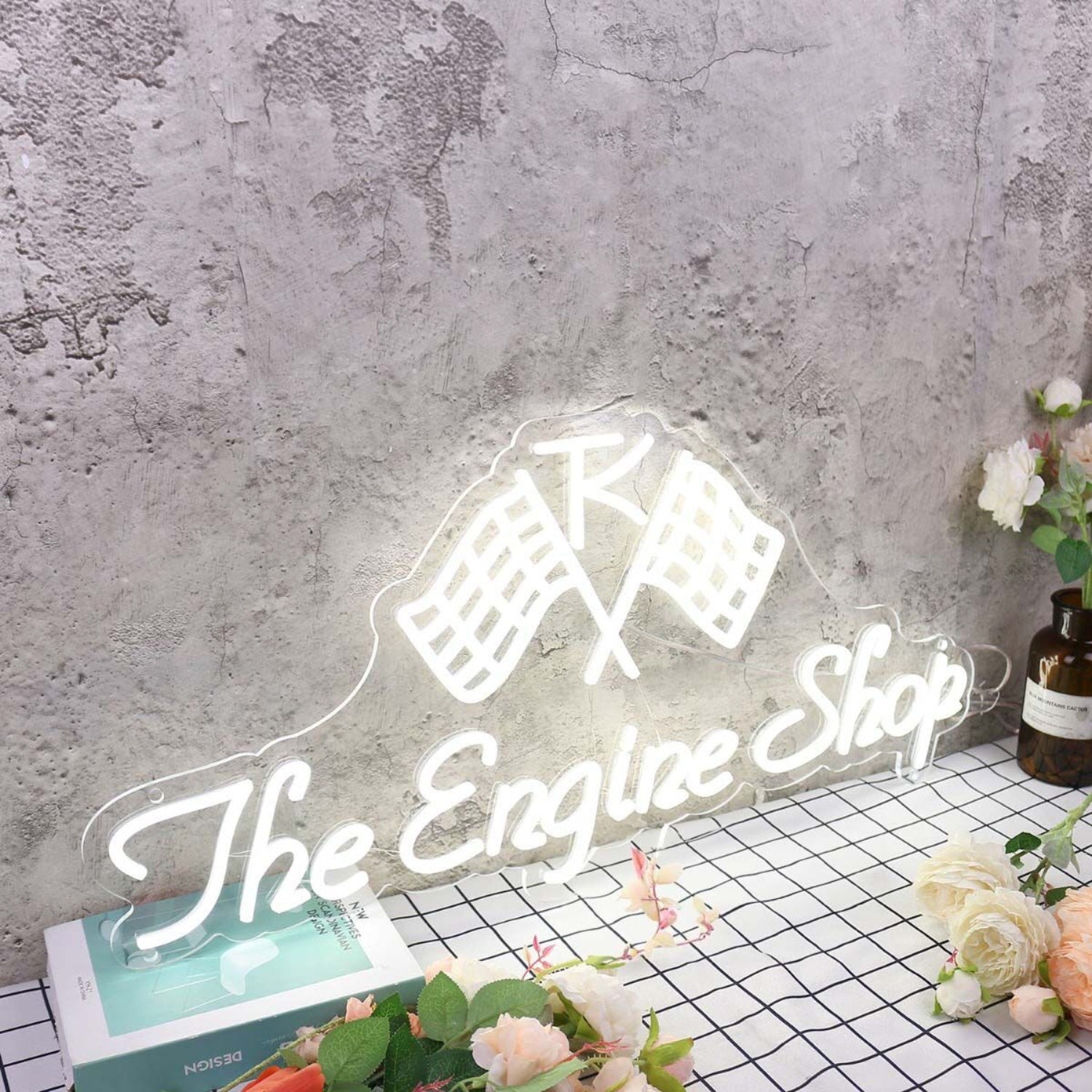 The Engine Shop White Led Neon Sign - Shineneon