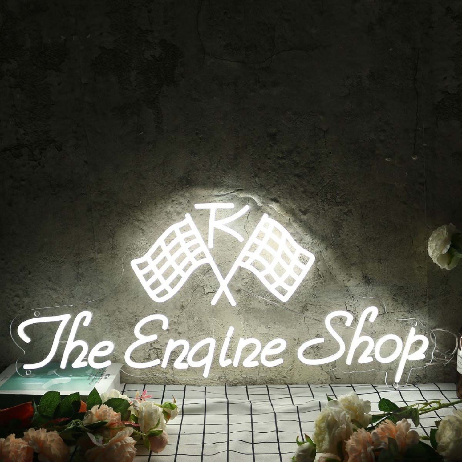 The Engine Shop White Led Neon Sign - Shineneon