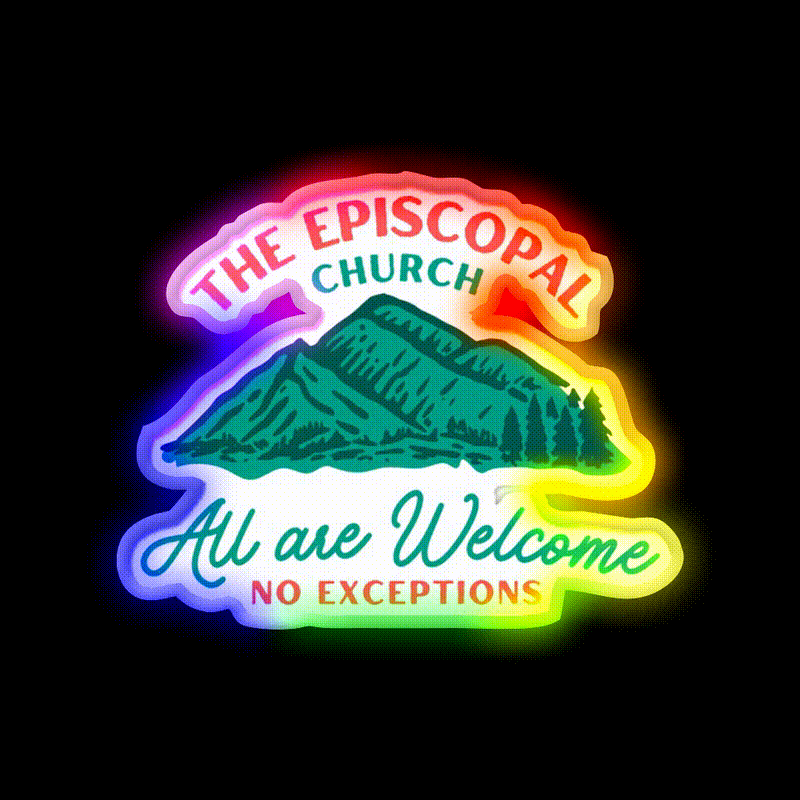 The Episcopal Church All Are Welcome Welcome Led Neon Sign Open Sign Rgb Color - LED neon sign close-up detail