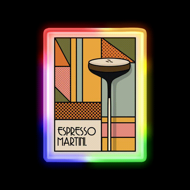 The Espresso Martini Vintage Cocktail Bar Decor Led Neon Sign Rgb Color - LED neon sign close-up detail