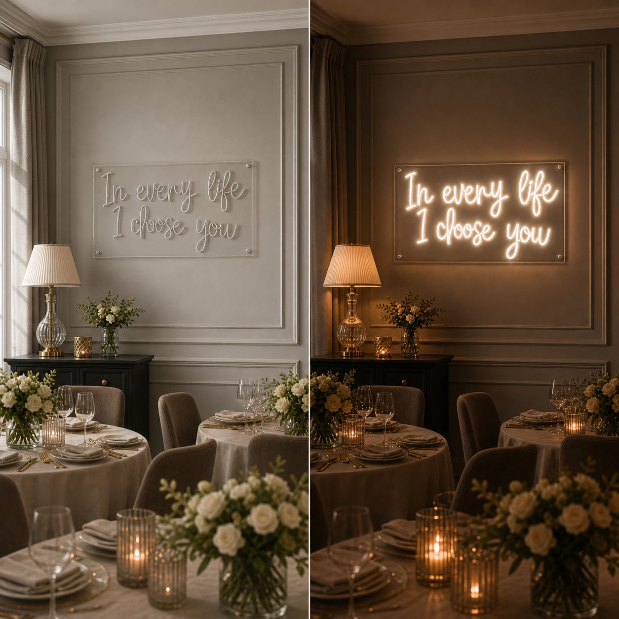 The Every Life I Choose You LED Neon Sign Garage Man Cave Neon Sign day and night comparison