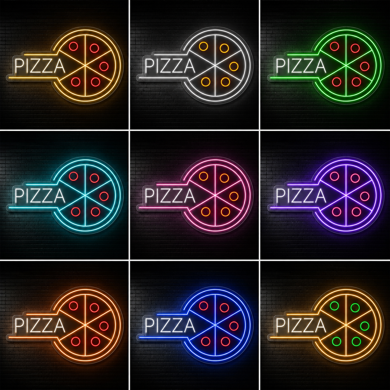 The For Pizza LED Neon Sign - 05 Color Grid