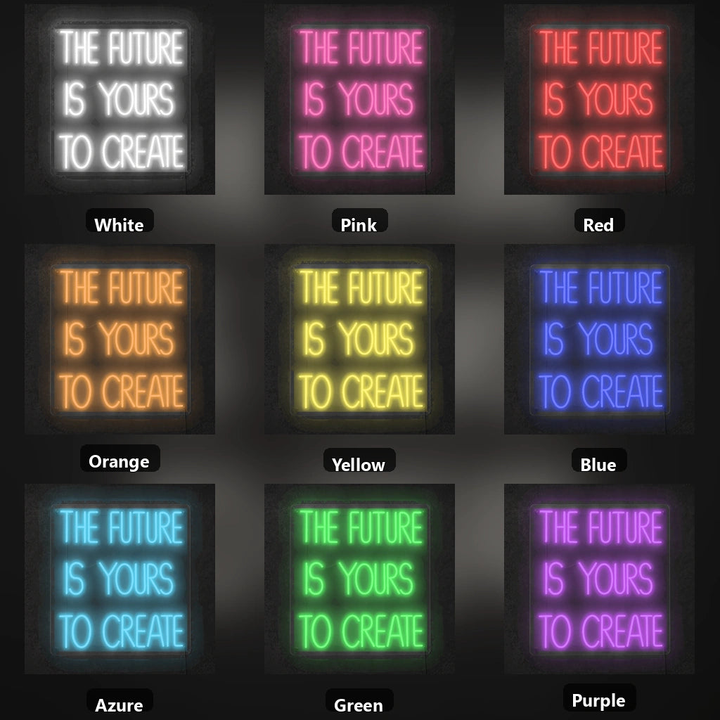 The Future Is Yours To Create LED Neon Sign Garage Man Cave Neon Sign color grid