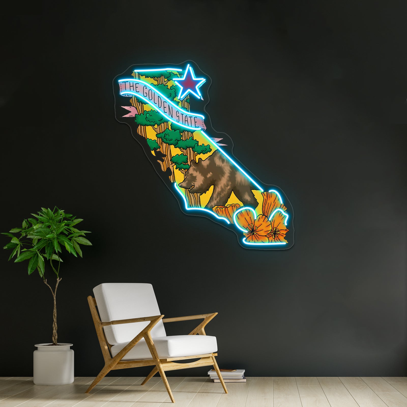 The Golden State Bear Cali Neon Sign Artwork For Cool Neon Signs | Shineneon