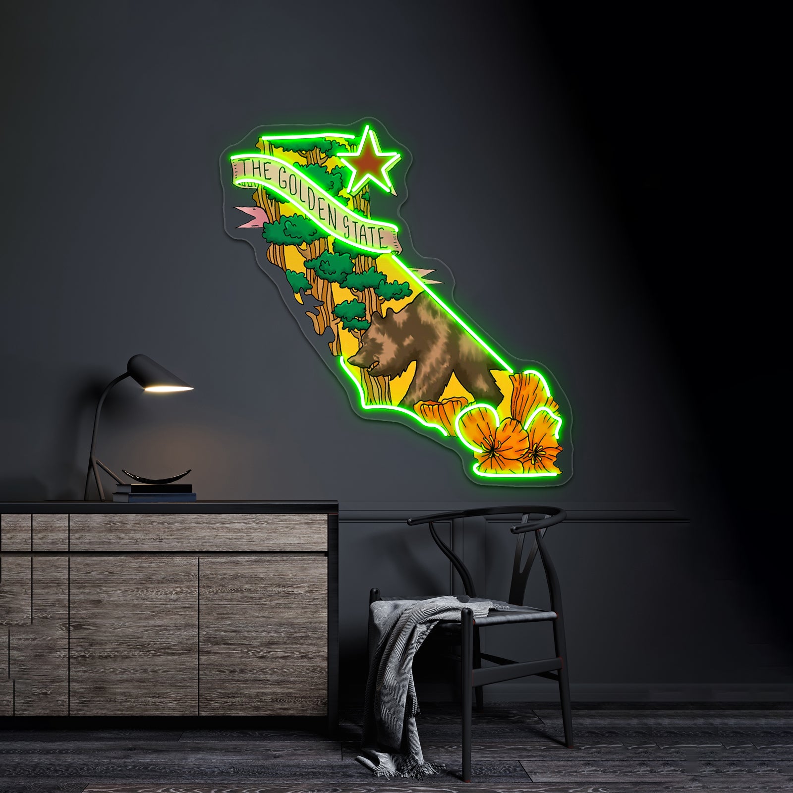 The Golden State Bear Cali Neon Sign Artwork For Cool Neon Signs | Shineneon